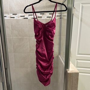 Fashion Nova -Fuchsia Ruched Dress- Size XSmall